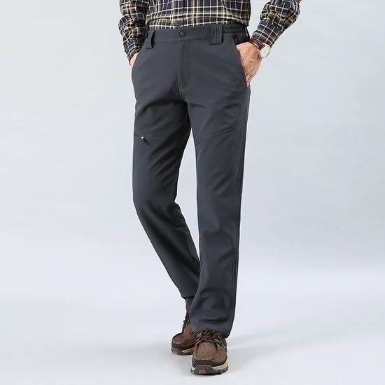 gray LoClimb мужские зимние походные брюки, мужские теплые флисовые брюки, уличные треккинговые рыбацкие флисовые водонепроницаемые лыжные брюки AM352 - Цвет: gray