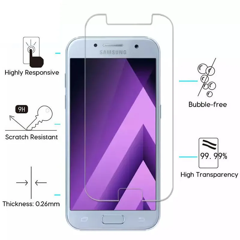 2 шт. закалённое Защитное стекло для Samsung Galaxy A5 2017 A7 A3 2016 защитный Стекло Экран