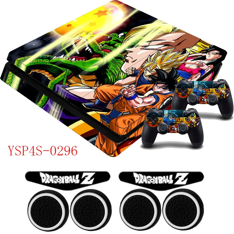 Dragon Ball Z GOKU PS4 тонкий кожи винил Стикеры защитный чехол и Захваты Шапки для Playstation 4