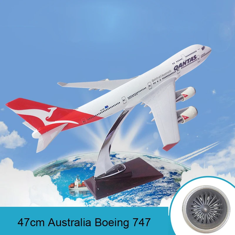 

47 см, модель самолета Australia Airlines, Боинг 747, модель самолета QANTAS Air Australia, модель летательного аппарата из полимерной смолы, B747-400, модель аэробус...