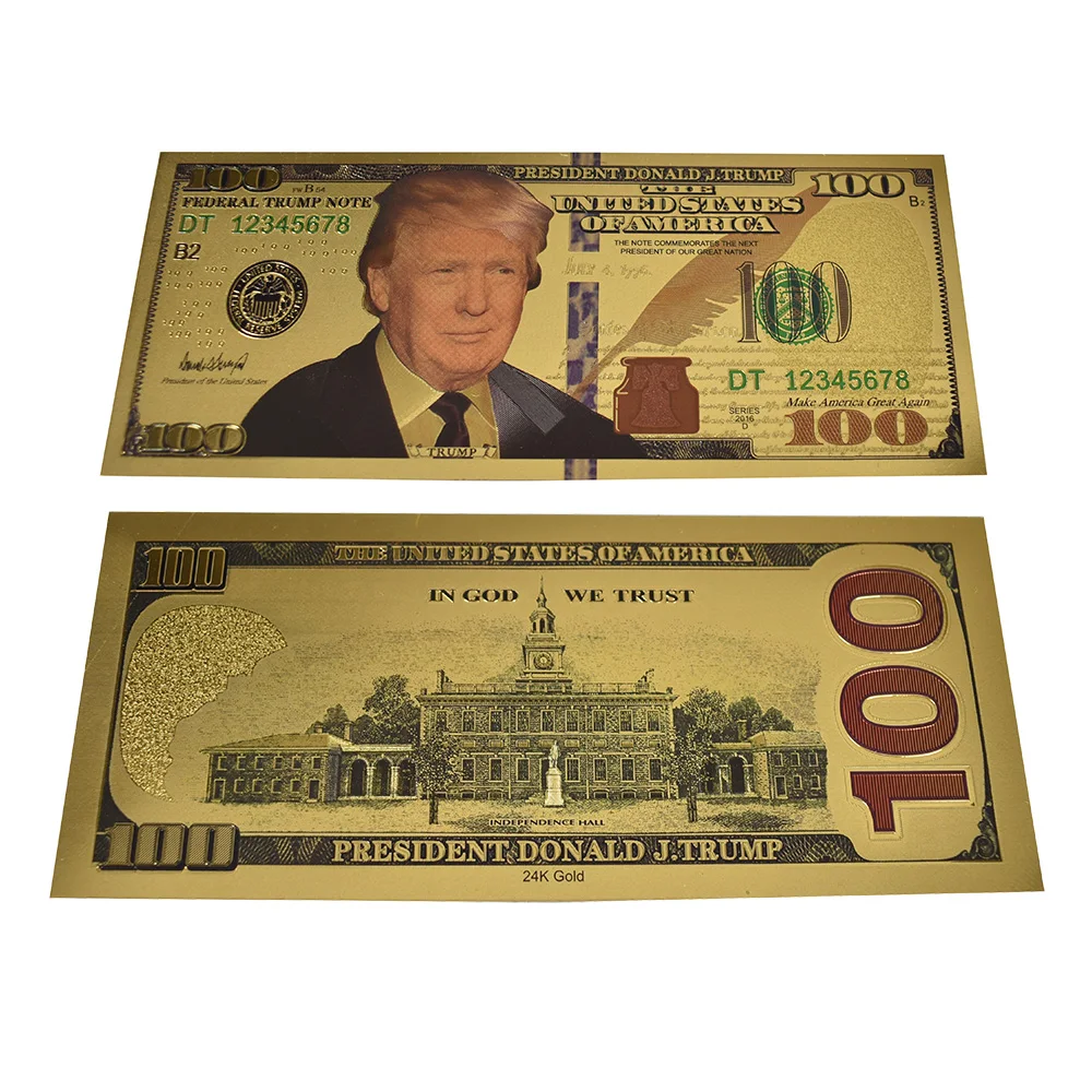Американская Коллекционная банкнота 45 го президента Дональда Трампа 100 долларов