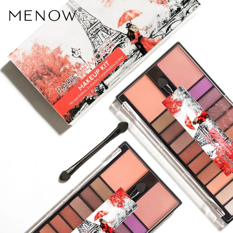 18 цветов s Shimmer Eye shaow палитра для макияжа + 2 цвета румяна праймер глаз водостойкая