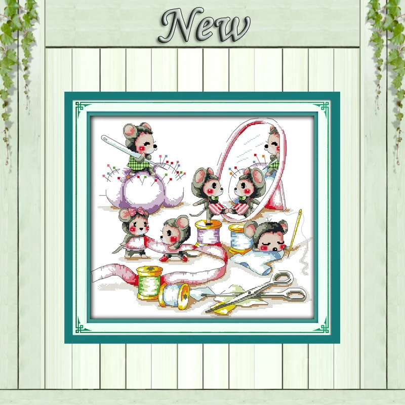Портняжка Декор мышь картины Счетный напечатаны на холсте DMC 14CT 11CT Китайская