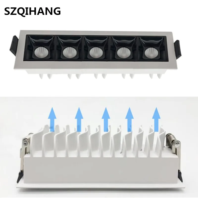 

Rectangle Bright 15W LED Downlight LED wall washer lamp embedded COB LED decoration Ceiling Lamp AC85-265V