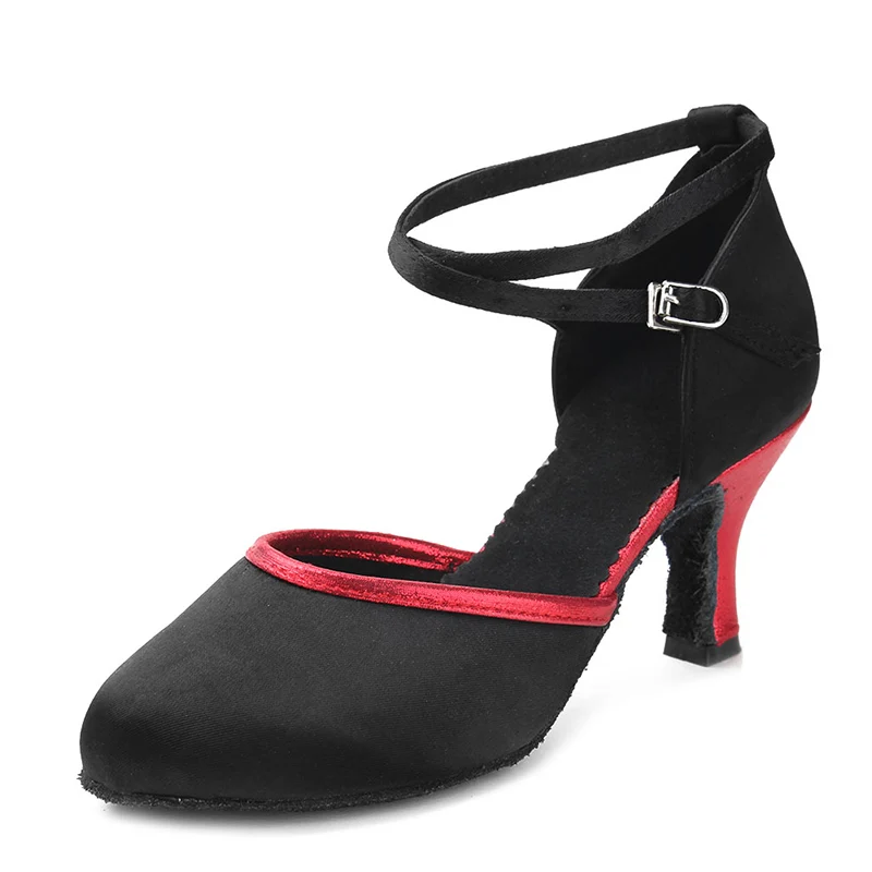 Black Red 5CM Новое поступление; женские туфли для латинских танцев; мягкие туфли для танго; женские туфли для бальных танцев; ; 7 см и 5 см - Цвет: Black Red 5CM