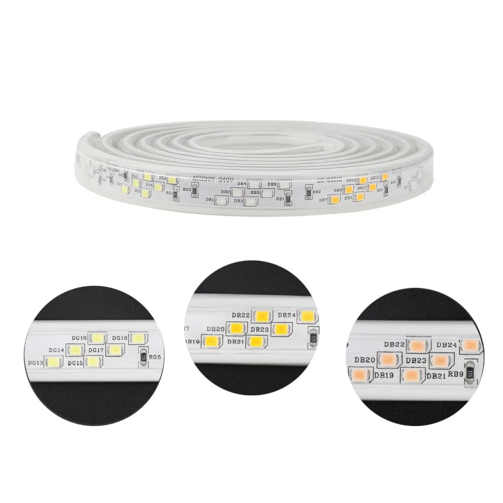 Светодиодный светильник полосы 2835 RGB лента SMD светодиодный ленты 144 s/M AC220V гибкая с