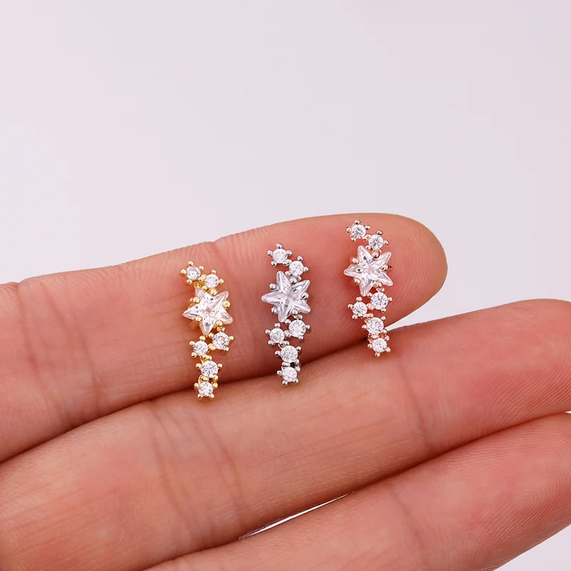Sellsets 1 шт. CZ Звезда спираль серьги хряща tragus шпильки штанги раковины пирсинг уха ювелирные изделия ушной подметания спираль Грач уютное кольцо
