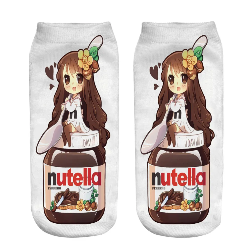 Милые забавные женские носки с принтом Nutella и для девочек белые нового года милые