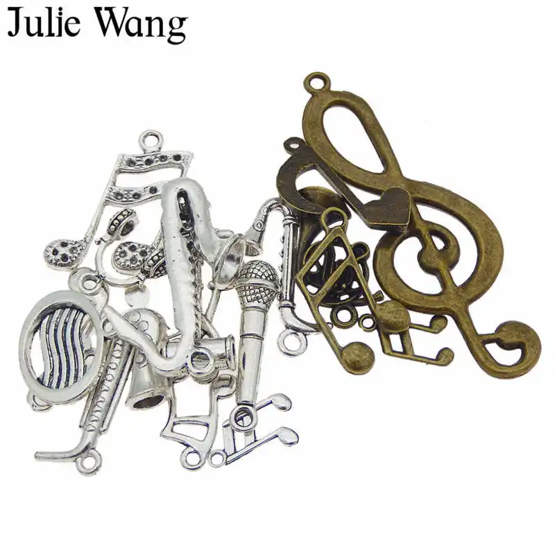 Julie Wang 10 шт. случайно смешанный музыкальный инструмент подвески из сплава
