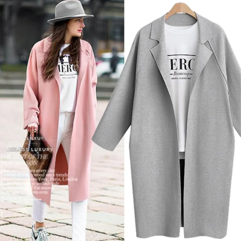 2019 Весна и Осень Новые Большие размеры женские однотонные Простые Модные Длинные