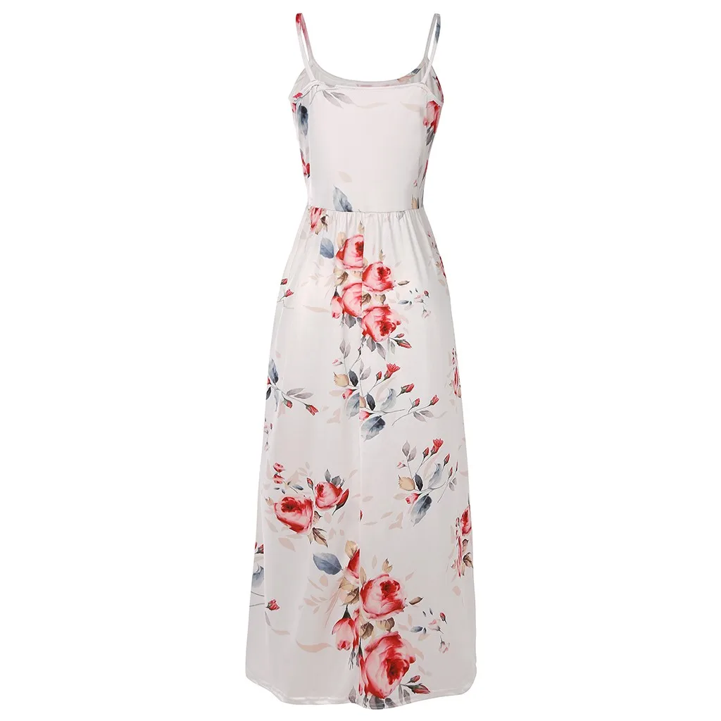 Женское платье с цветочным принтом прямое без рукавов О образным вырезом и