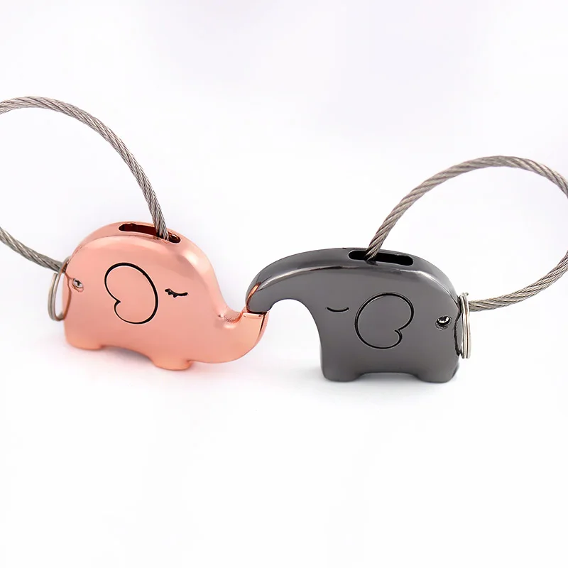 

elephant keychain cute key ring for lovers wire rope couple key chain key holer creative portachiavi keyfob chaveiro llaveros