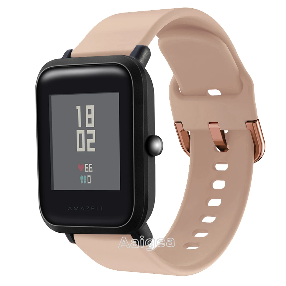 Rose pink 20 мм силиконовый ремешок для часов Ремешок Для Xiaomi Huami Amazfit Bip Смарт часы замена Мужские t спортивный браслет ремешок для мужчин и женщин - Цвет: Rose pink