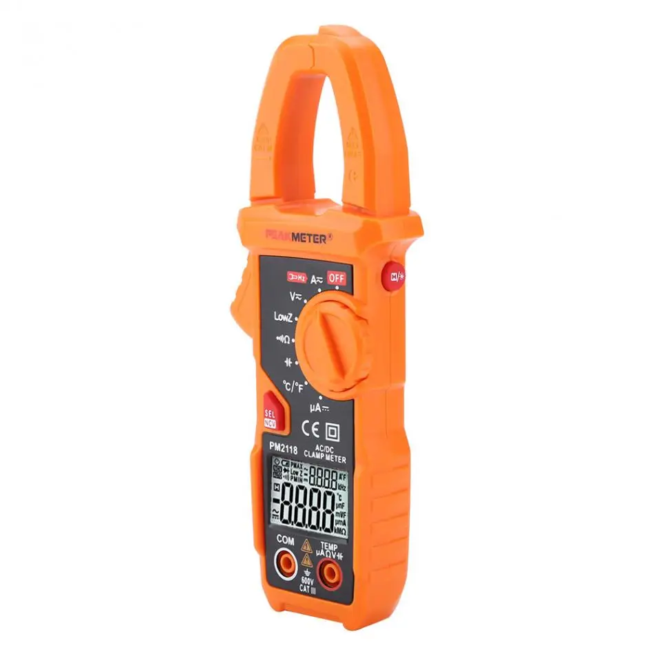 PEAKMETE PM2118 зажим мультиметр с двойным дисплеем AC DC Зажим мультиметра NCV Омметр емкость Temp Тестер измеритель тока