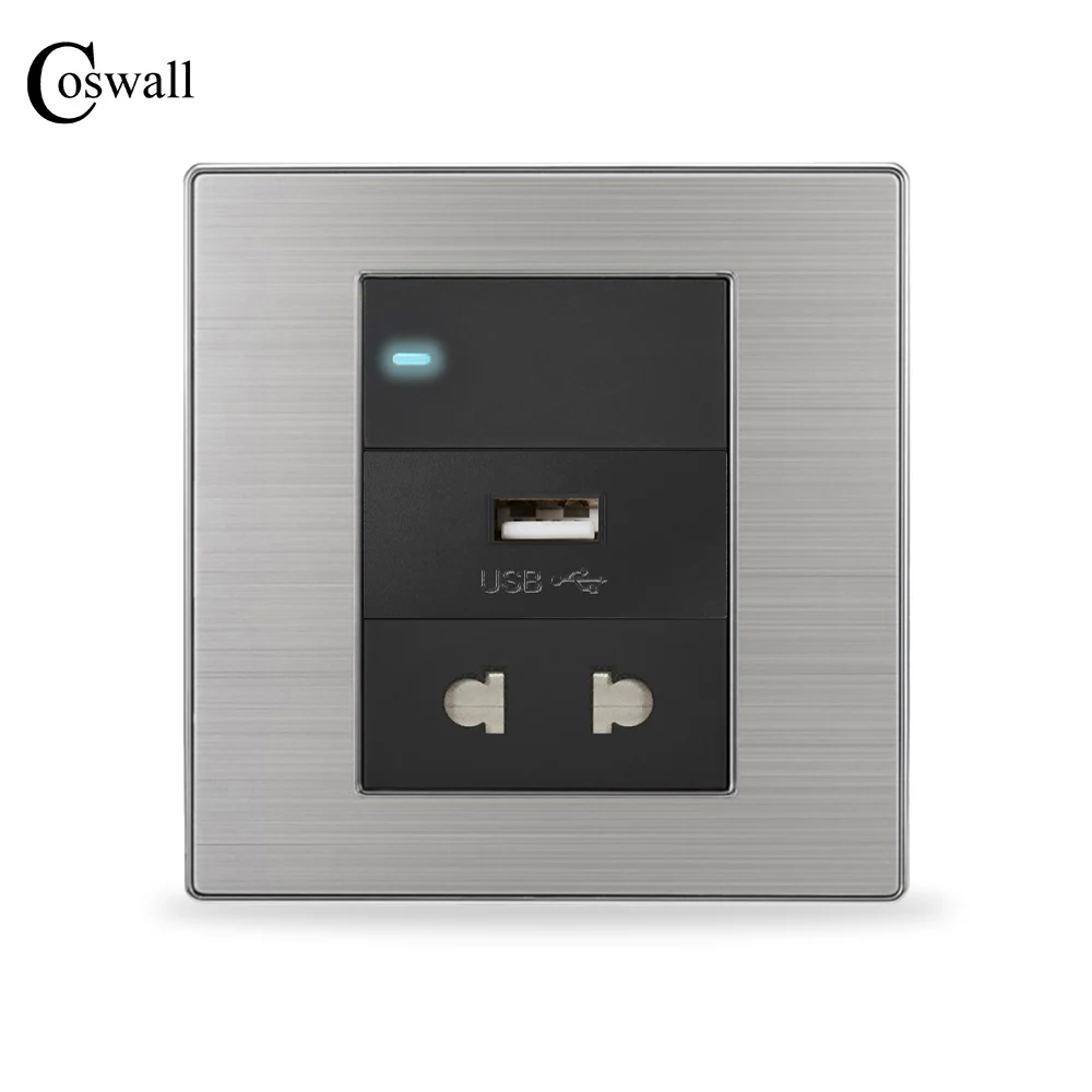 Coswall usb зарядный порт для мобильного телефона + универсальная 2 отверстия