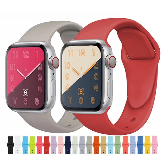 Силиконовый ремешок для Apple Watch группа 44 мм/42 мм 40 мм/38 серии 4/3/2/1 iwatch Резиновые