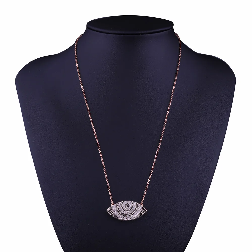 

JUWANG Luxury Gold Color Tiny CZ Pave Big Eyes Elegant Necklace For Women Fashion Gift Cubic Zirconia Jewelry Wholesale