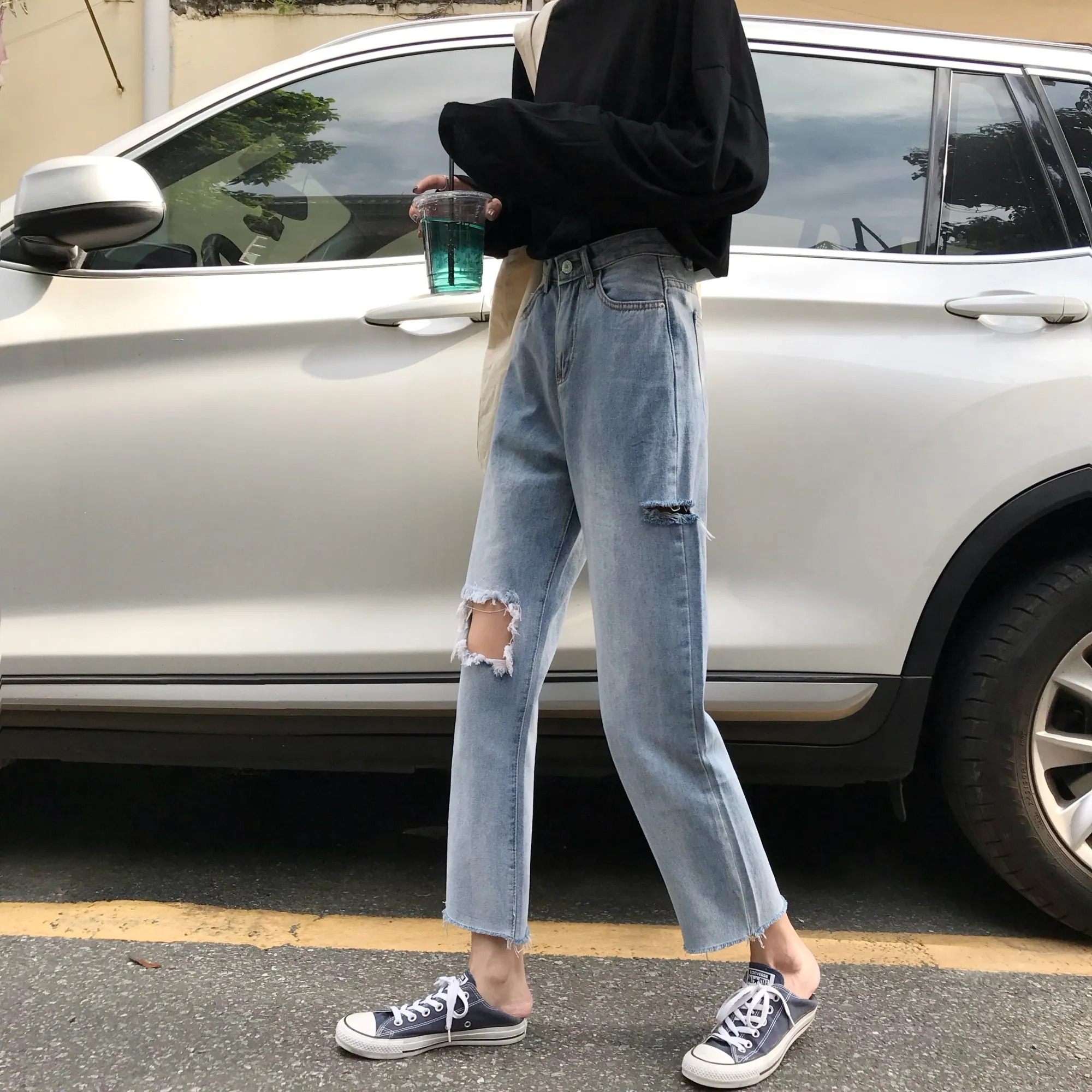 Mihoshop Ulzzang Корейская женская модная одежда летняя Новинка панк Харадзюку Высокая