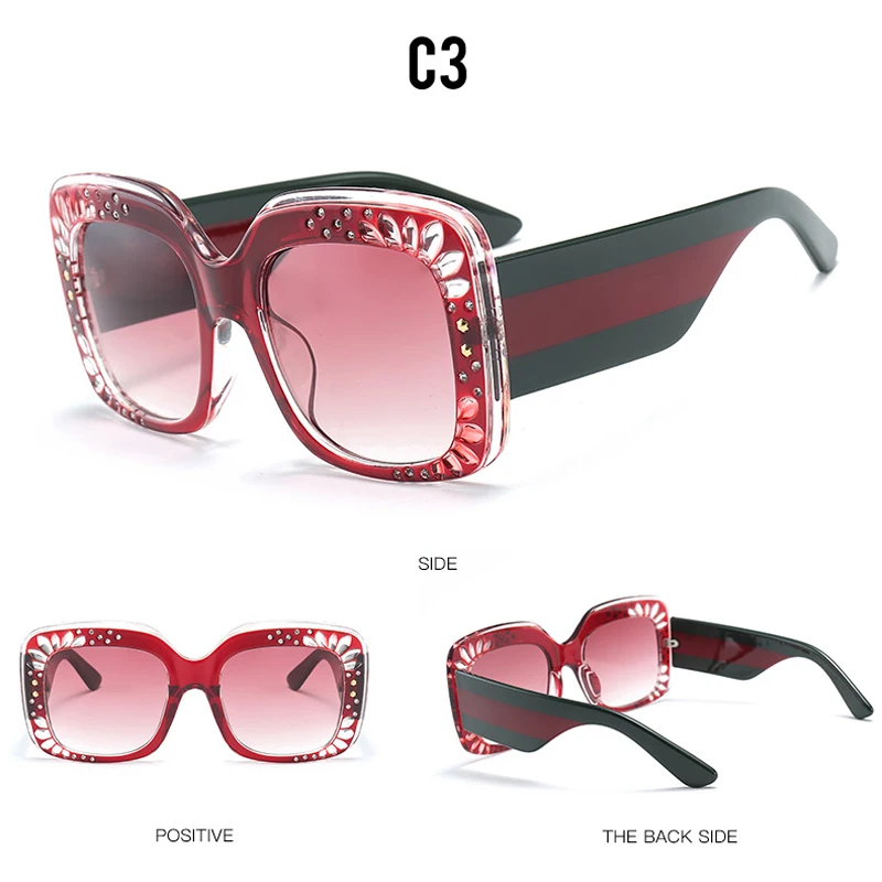 SALUTTO New Fashion Square Sunglasses Women Brand Designer 2018 Diamond decoration Vintage Female Sun glasses Oculos UV400 | Аксессуары