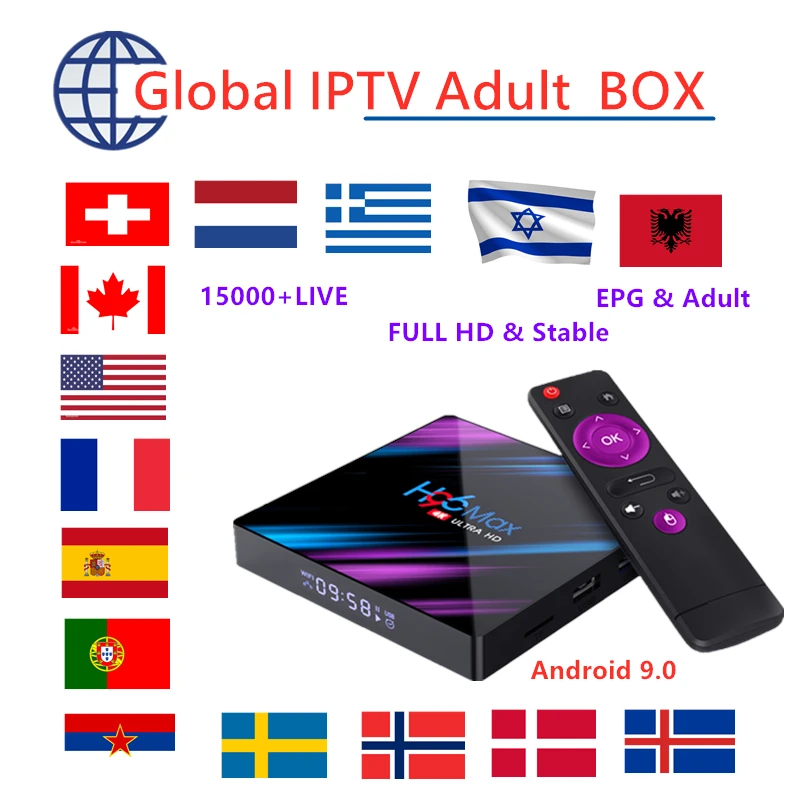 Французский IPTV H96 Max box android 9,0 IPTV Израиль греческий Netherland португальский Italia aliban Latio Sweden Скандинавская коробка Spain