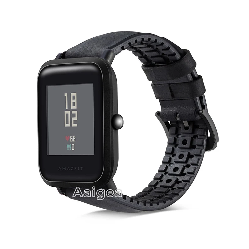 Ремешок кожаный силиконовый для Xiaomi Huami Amazfit Bip BIT PACE Lite Youth сменный Браслет