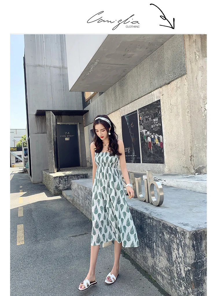 Сказочное платье Новинка лета 2020 популярное шифоновое с лямкой на шее и длинным