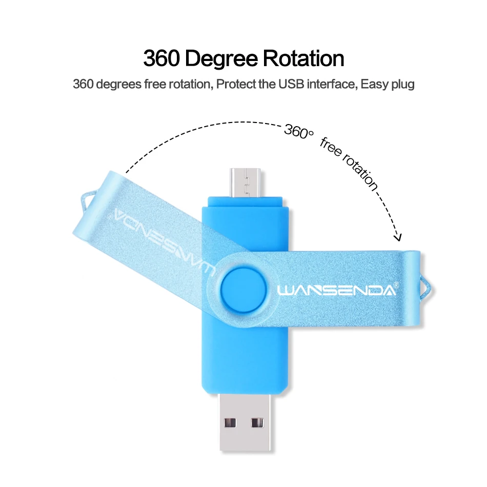 WANSENDA высокоскоростной OTG USB флеш накопитель 32 ГБ 8 Гб 16 64 128 256 2 в 1 микро Usb для