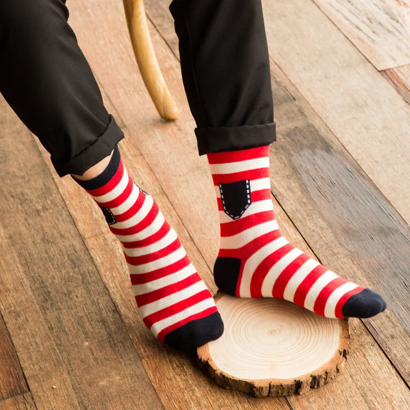 10 Пар/лот Новый человек в мужские носки мода карманные полоса оптом