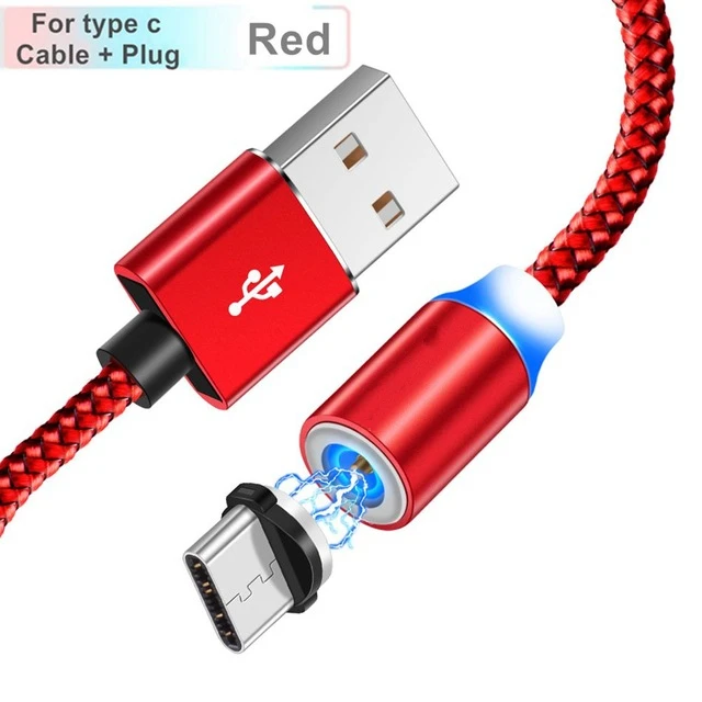 red Cable and Plug Магнитный зарядный кабель usb type C для honor 20 10 V20 sony Xperia 1 XZ3 L1 L2 L3 XZ XZs XZ1 XZ2 Premium X Compact XA1 XA2 Ultra - Цвет: red Cable and Plug