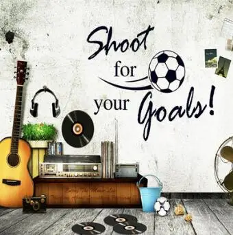 

50pcs/lot PVC 45x60cm Shoot For Your Goaly Wall Stickers Auto-stick Majuscule English Football Background Decorative Paper HA536