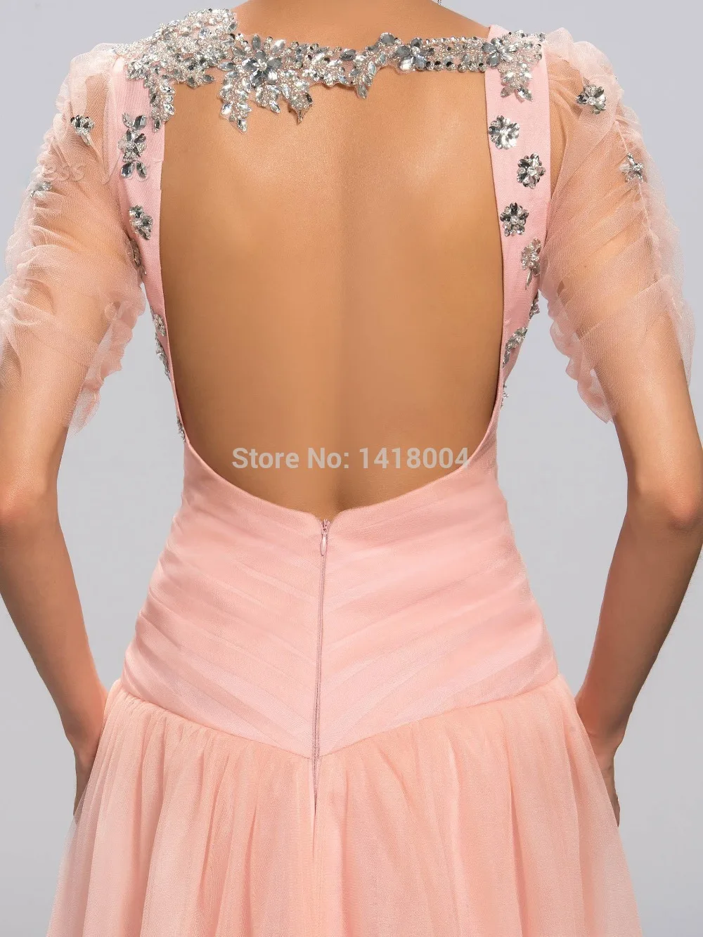 29New Arrival Sexy A Line Deep V Neck Prom Gowns Cap Sleeve Backless Chiffon Sequin Crystals Beading Elegant Party Dress | Свадьбы и