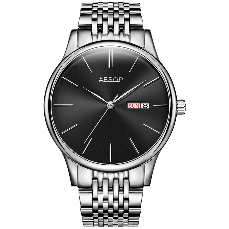 black and sliver Мужские часы Топ люксовый бренд Relogio Masculino модные мужские часы Стальные спортивные мужские часы reloj hombre montre homme - Цвет: black and sliver