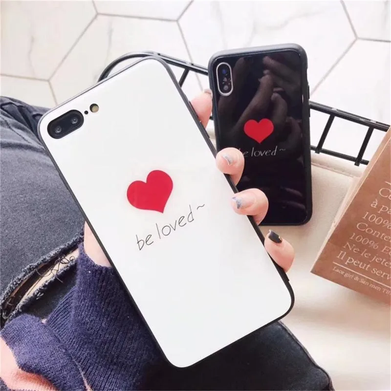 Задняя крышка из закаленного стекла Be Love Heart + гибридная рамка ТПУ идеально