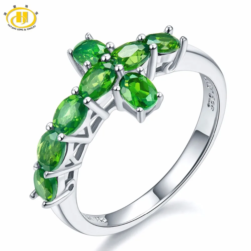 

Натуральный хром диопсид классические кольца Твердое Серебро 925 пробы 1,49 карат яркий зеленый драгоценный камень подарок хорошее ювелирное ...