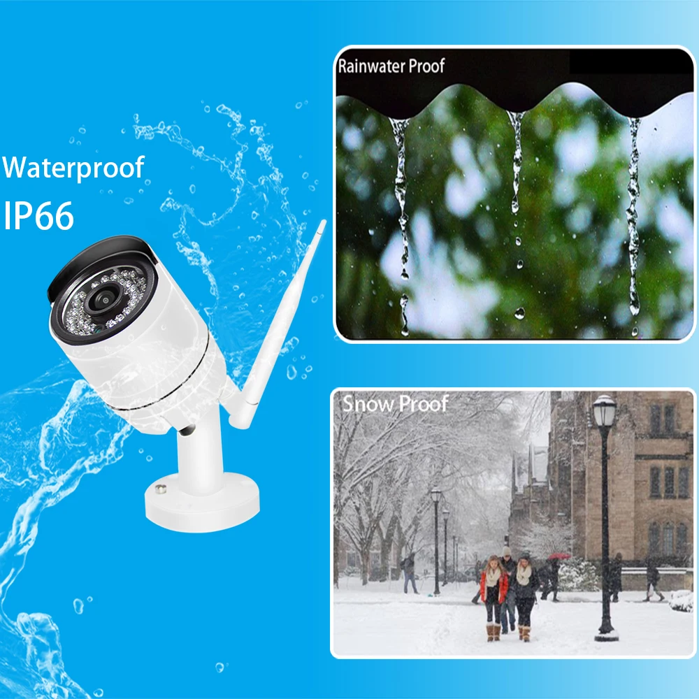 4ch/6ch/8ch Wireless Surveillance System Network 10.1" LCD Monitor NVR Recorder Wifi Kit 720P HD Video IP Security Camera |