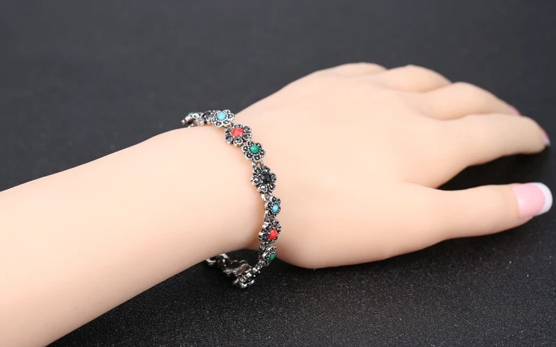 Хит 2015 модные браслеты с цветами и шармами серебряным покрытием винтажные