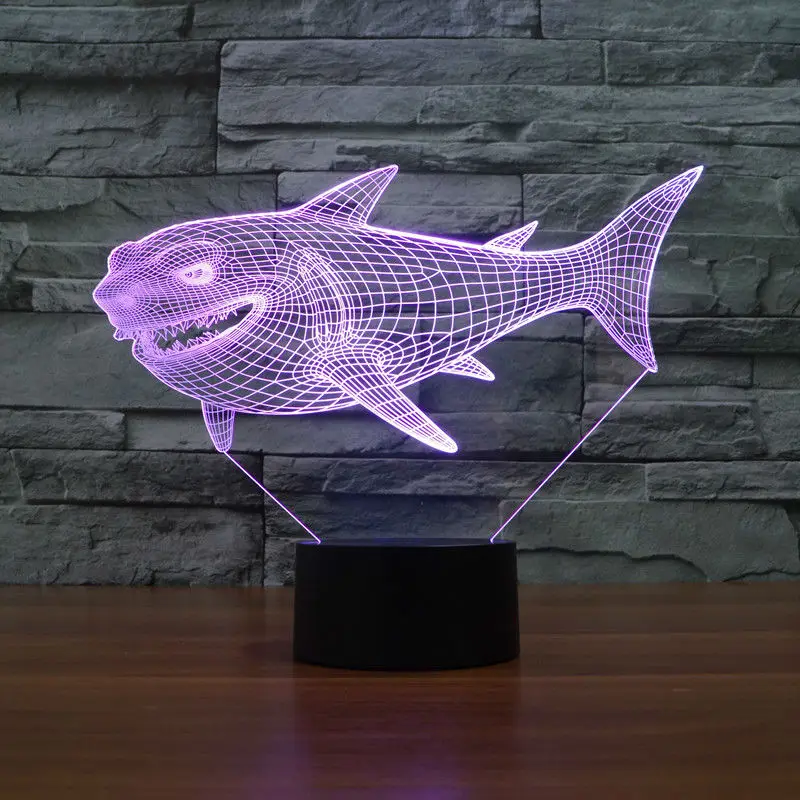3D LED Night Light Создать Мультфильм Акула Сокол BB-8 Дарт вейдер Акриловые 7 Цветов