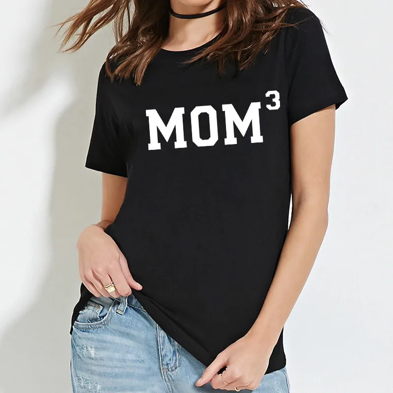 SexeMara WT0081 New Mom Gif Mother of 3 Prinrt T shirt Women Short Sleeve Casual Top | Женская одежда