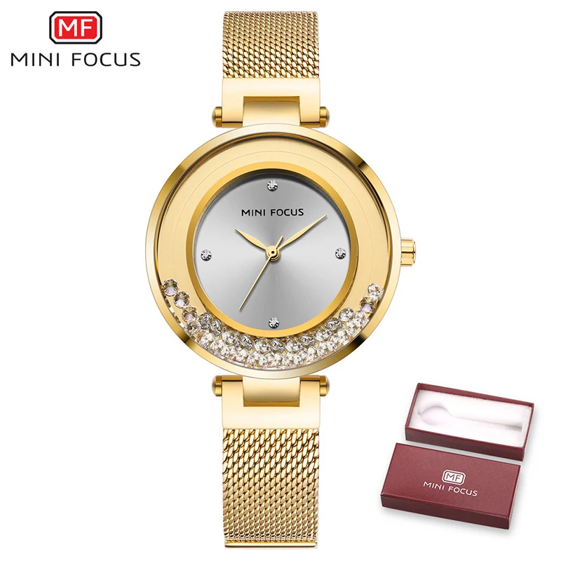 Golden Женские часы, часы MINIFOCUS, Женские кварцевые наручные часы, платье, женские наручные часы, брендовые, Роскошные, модные, Relogio Feminino - Цвет: Golden
