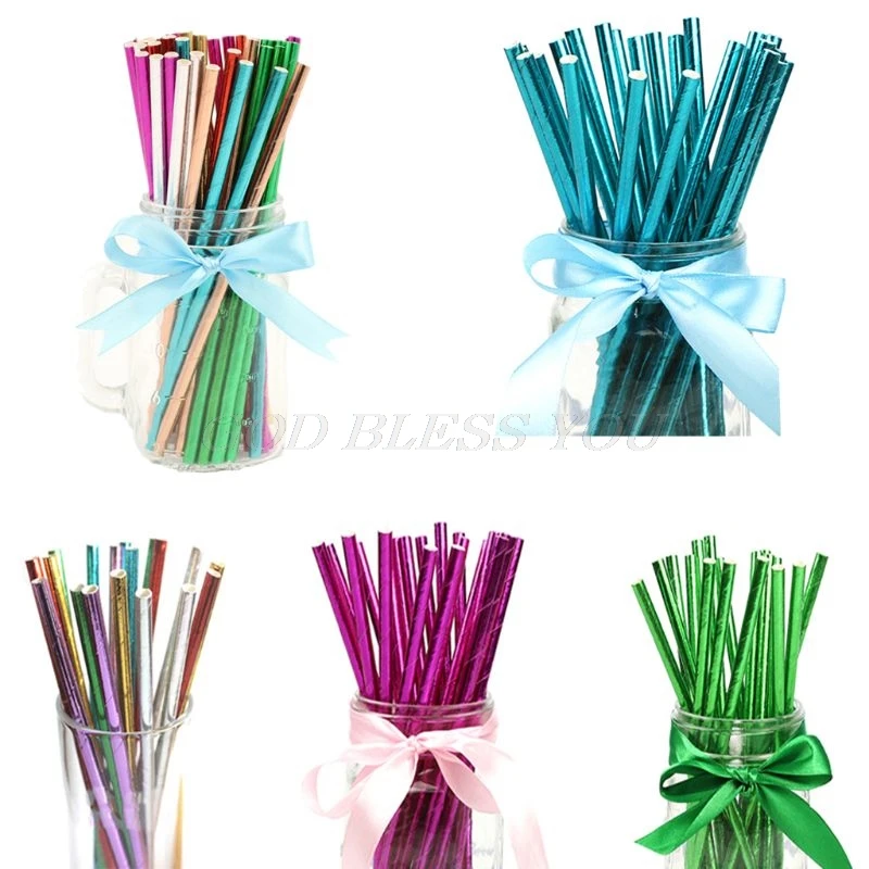 

25PCS Gold Drink Paper Straws Birthday Wedding Festival Event Party Decor Supplies Theme Polka Baby Shower Multiple-styles Straw