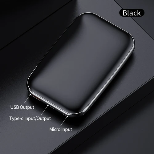 Black ROCK type C PD QC 3,0 внешний аккумулятор 10000 мАч внешний мини-аккумулятор USB PD Быстрая зарядка внешний аккумулятор для iphone XS X samsung - Цвет: Black
