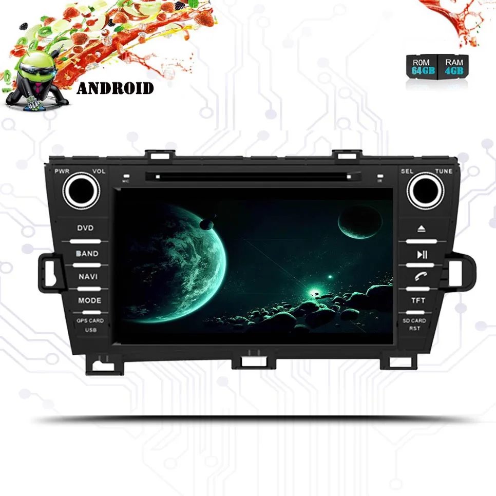 Android 9 0 8 ядер 4G RAM 64G ROM автомобильный DVD GPS для Toyota Prius 2009 2010 2011 2012 2013 WIFI Авторадио