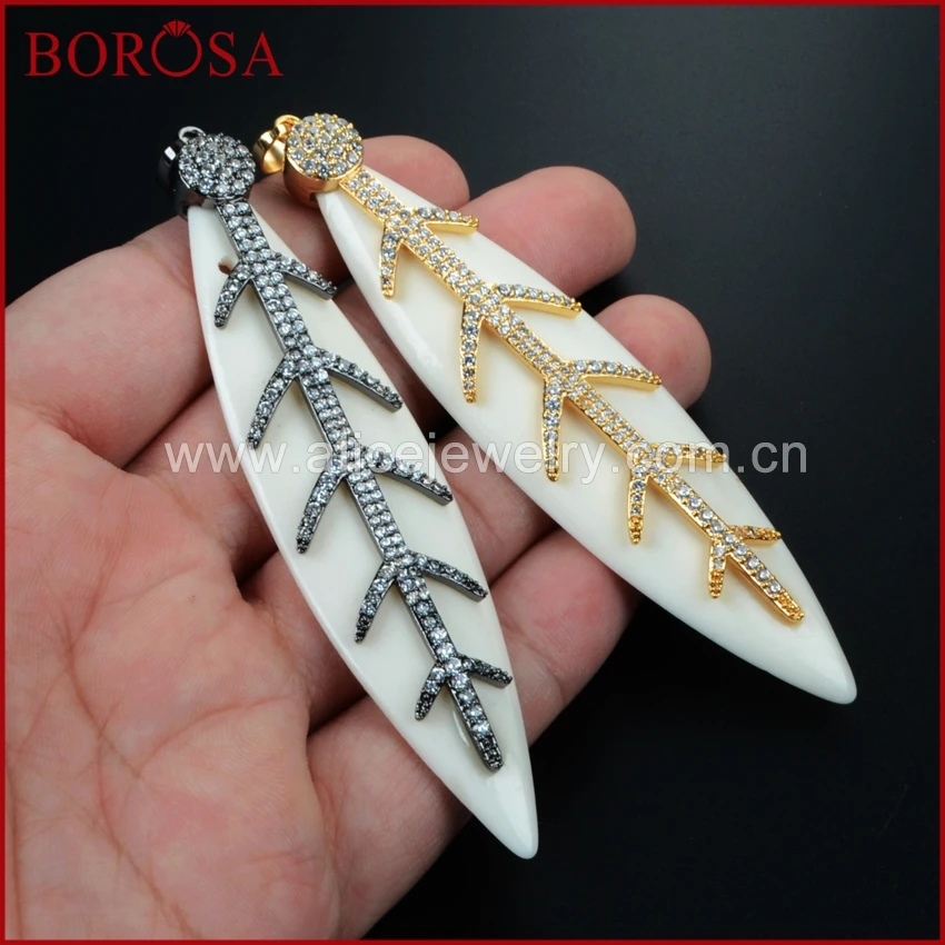 BOROSA модные подвески ручной работы золото/черный цвет натуральный белый Ox кость