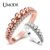 umode fashion cubic zirconia eternity band rings for women round ball rose gold color rings femme jewelry ur0459