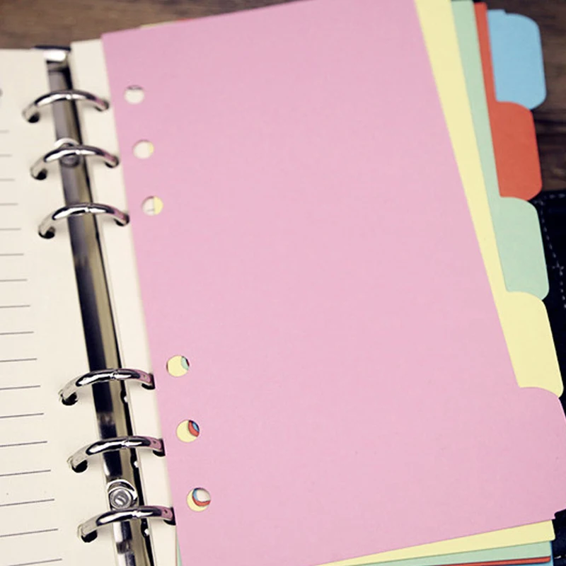 

5PCS Candy Color Colorful Sweet DIVIDER Separate Page Simple But Good Matchfor 6Holes Loose Leaf Notebook Agenda Planner Filofax