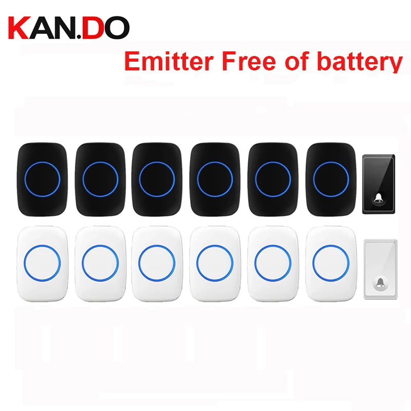New Bell Set 6 Receiver Wireless Door Ring Emitter Free of Battery Cordless Doorbell 200M Work Chime SOS Remote Button