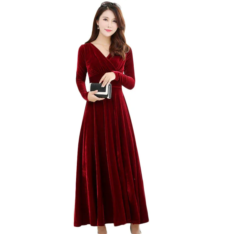 Женское бархатное платье с длинным рукавом элегантное облегающее винтажное