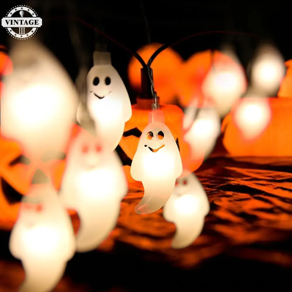 Vintageiii Hallowmas фестиваль украшения сада свет 20 светодиодов Призрак Свет Строка Цепи