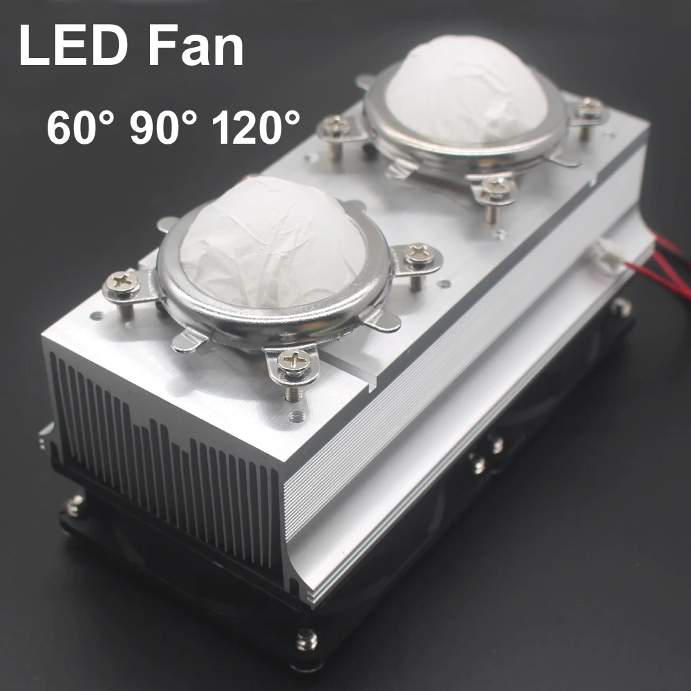 100 Вт 200 Высокая мощность LED Радиатор охлаждения с вентиляторами 44 мм объектив