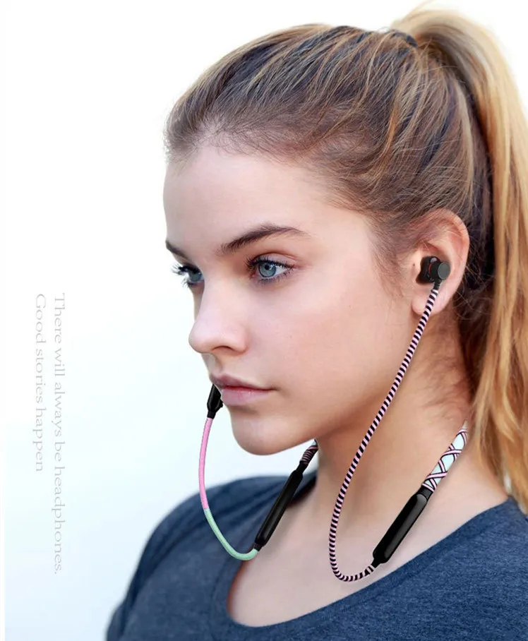 BZ01 тканевые плетеные Bluetooth наушники беспроводные браслет с микрофоном для iPhone